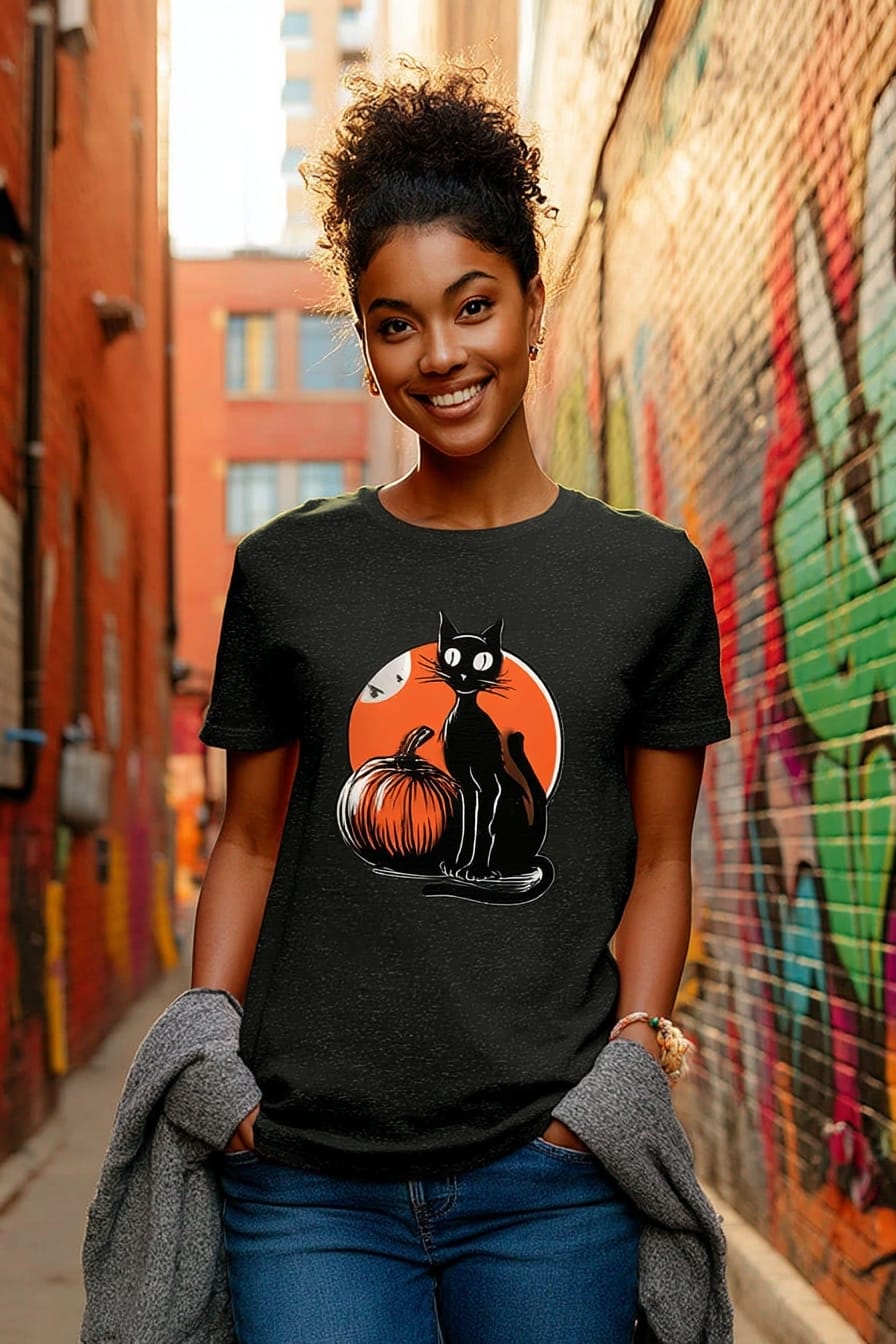 All Hallows' Eve Essentials - Unisex t-shirt - Pumpkin Cat