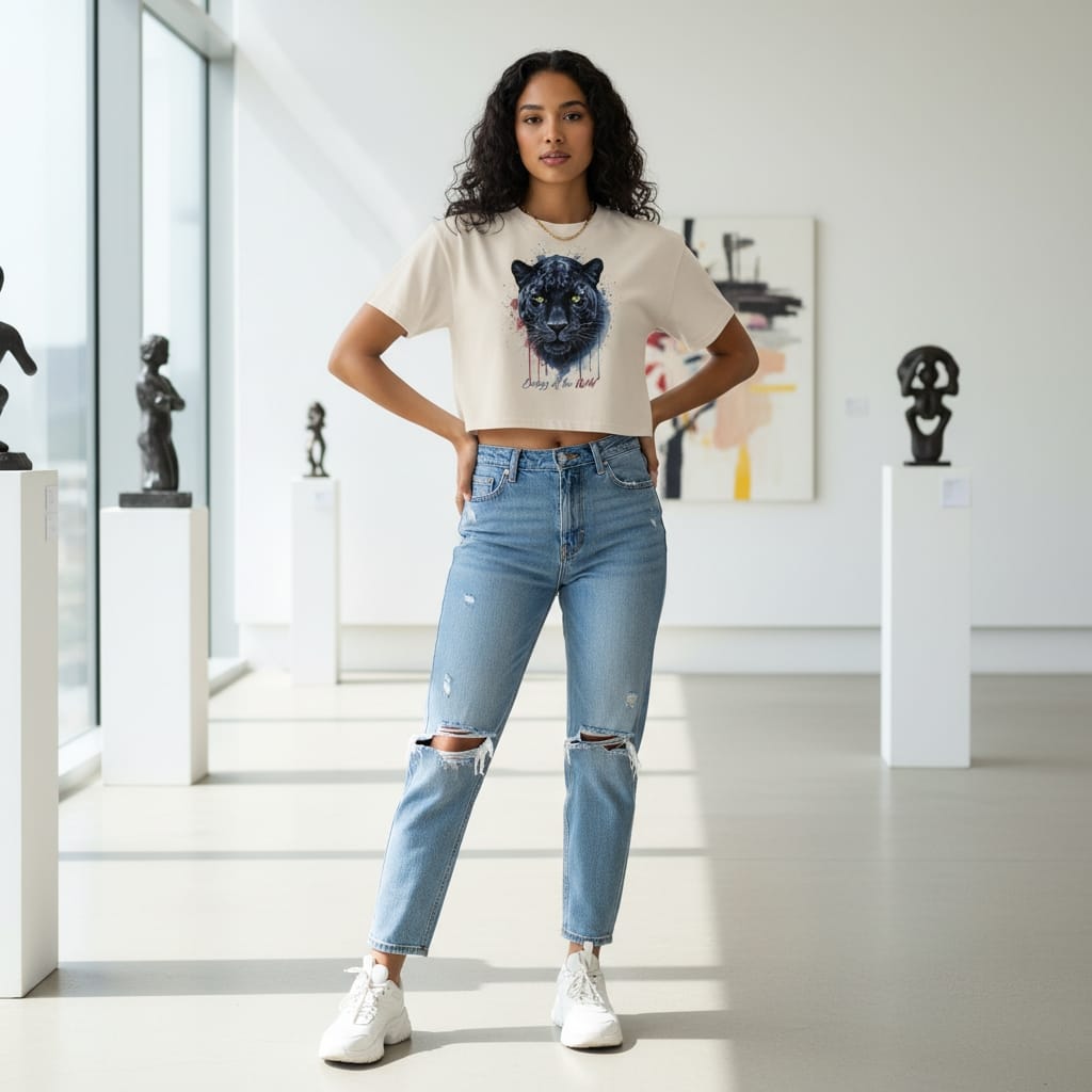 Women's Crop Top - Premium Combed Cotton Relaxed Fit