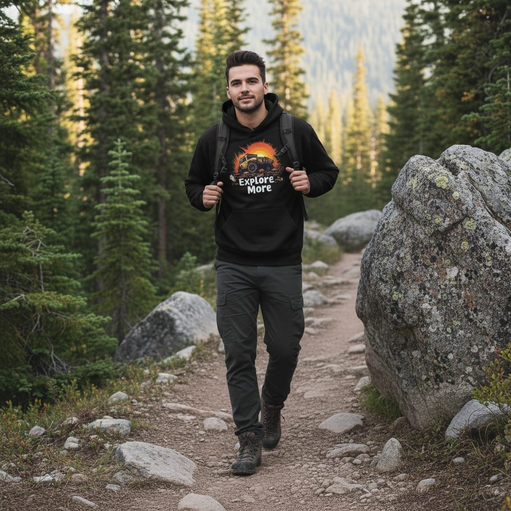 Explore More Men's Box Hoodie - Premium Oversized Adventure Hoodie