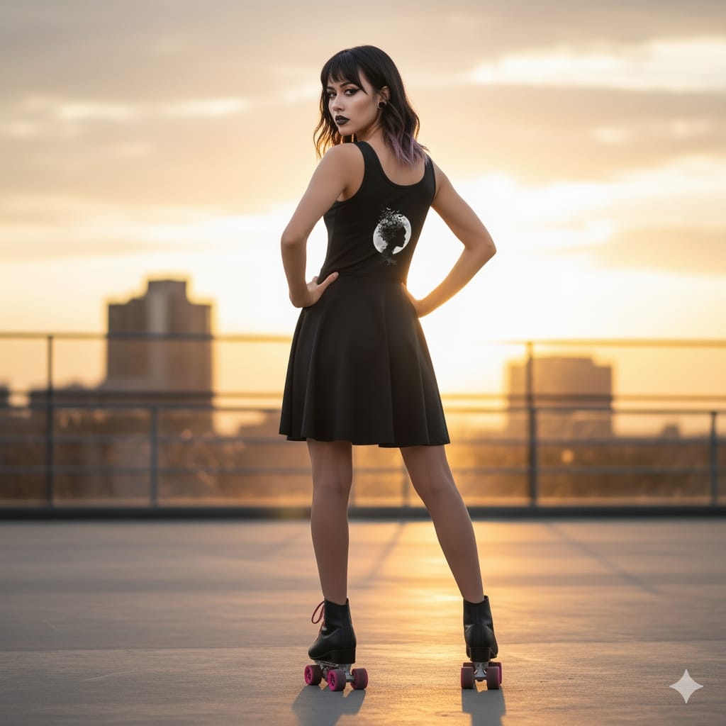 Witching Hour Threads - Midi Skater Dress - Bat Queen