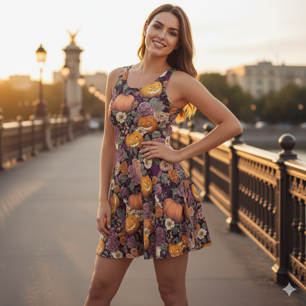 Witching Hour Threads - Midi Skater Dress - Pumpkin Heads