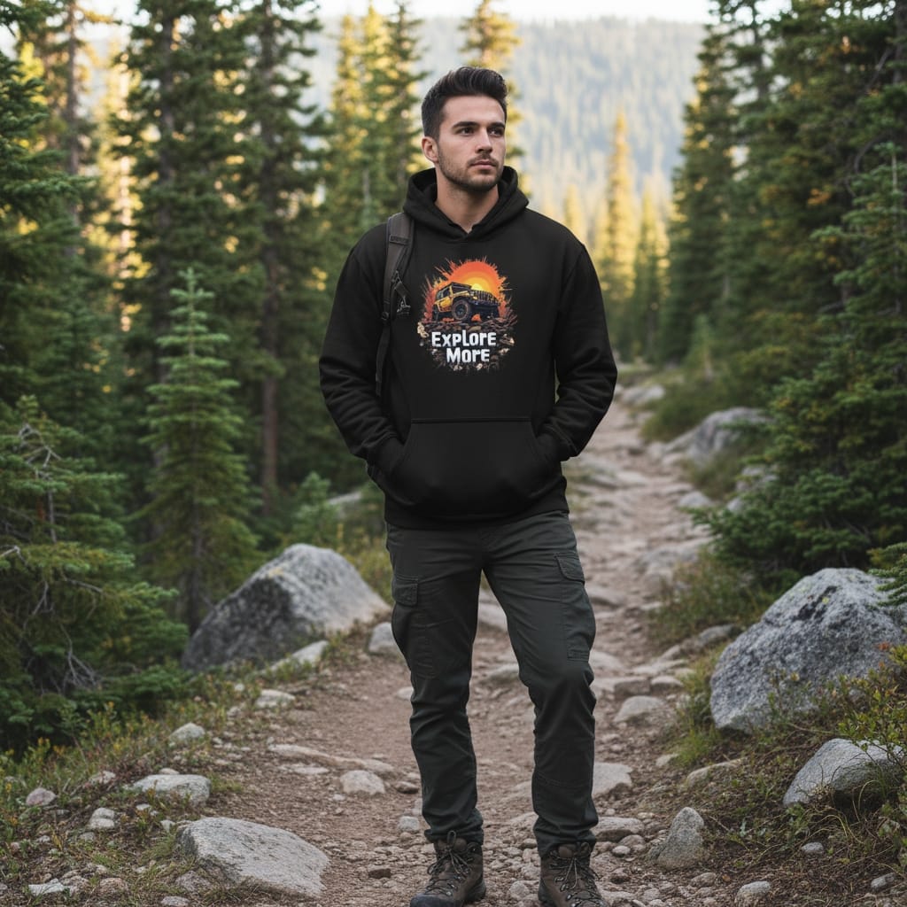 Explore More Men's Box Hoodie - Premium Oversized Adventure Hoodie