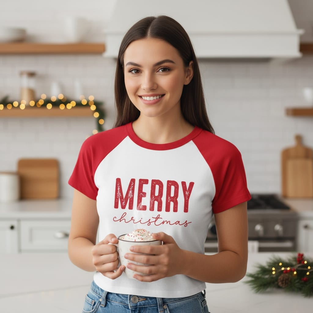 Women's Micro Rib Raglan Baby Tee - Fitted Baseball Style T-Shirt