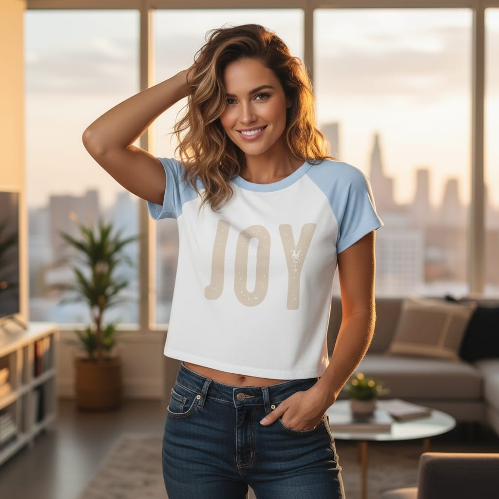 Women's Micro Rib Raglan Baby Tee - Fitted Baseball T-Shirt