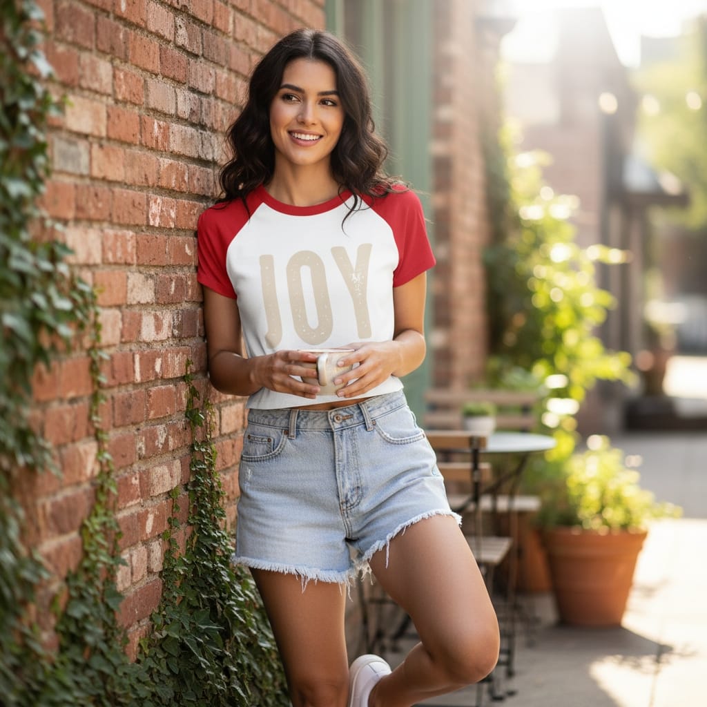 Women's Micro Rib Raglan Baby Tee - Fitted Baseball T-Shirt