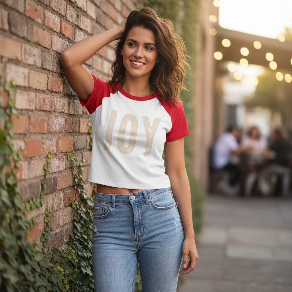 Women's Micro Rib Raglan Baby Tee - Fitted Baseball T-Shirt